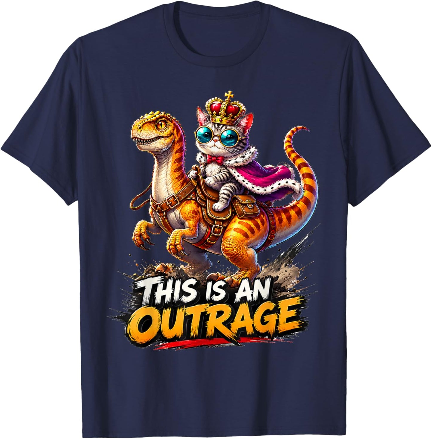 Princess Cat Donut Gold T-Shirt - T-Shirt | Navy