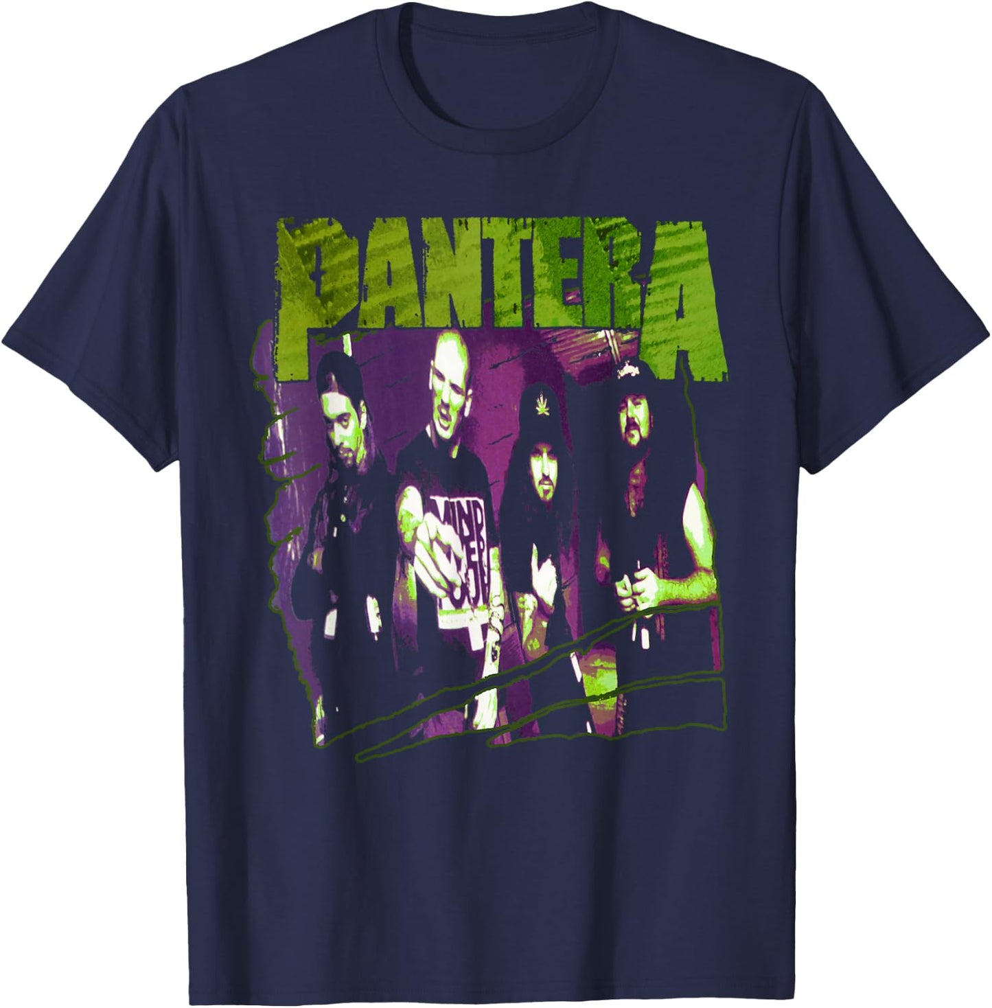 Pantera Official Vintage Group Sketch T-Shirt - T-Shirt | Navy
