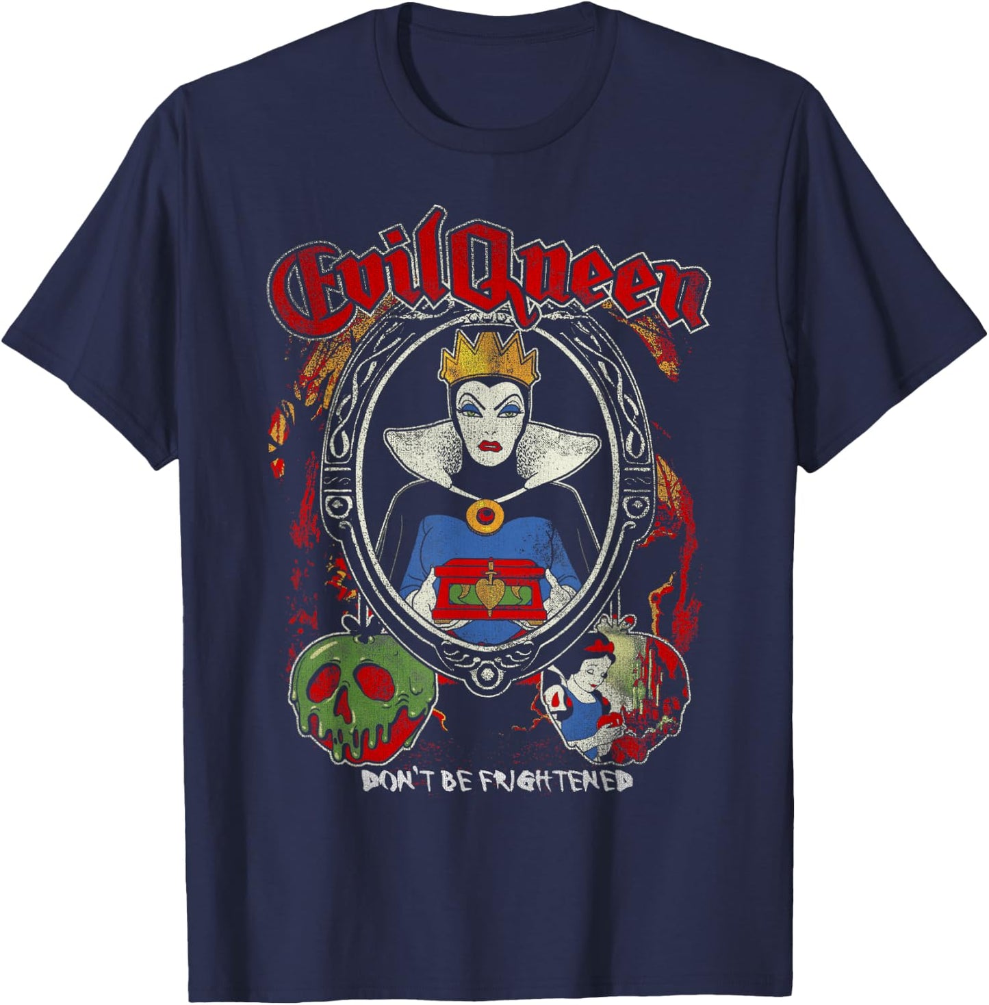 Disney Snow White Evil Queen Don't Be Frightened Distressed T-Shirt - T-Shirt | Navy
