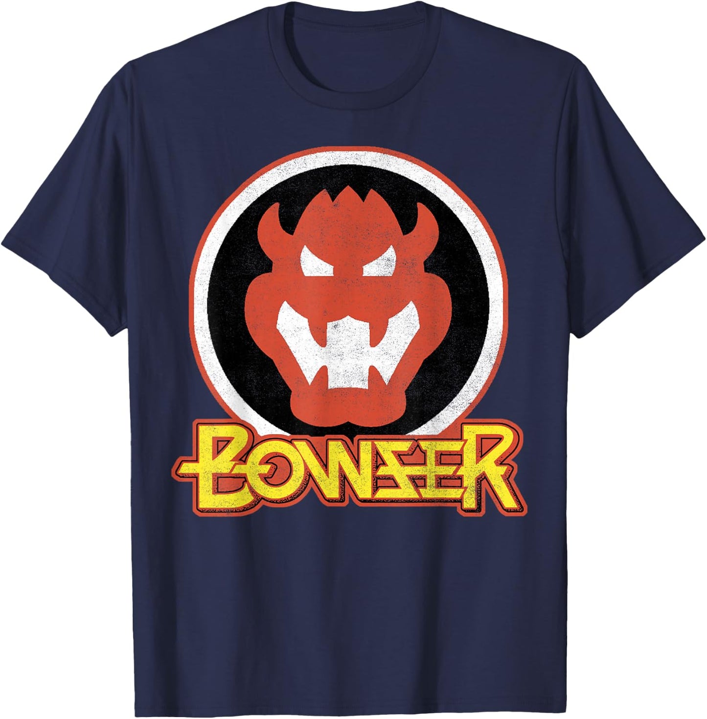 Super Mario Bowser Retro Portrait Graphic T-Shirt - T-Shirt | Navy