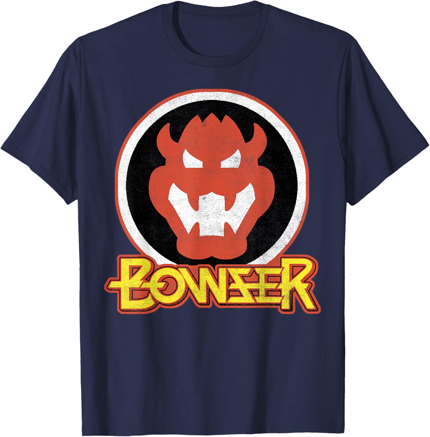Super Mario Bowser Retro Portrait Graphic T-Shirt - T-Shirt | Navy