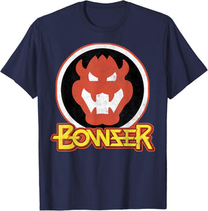 Super Mario Bowser Retro Portrait Graphic T-Shirt - T-Shirt | Navy