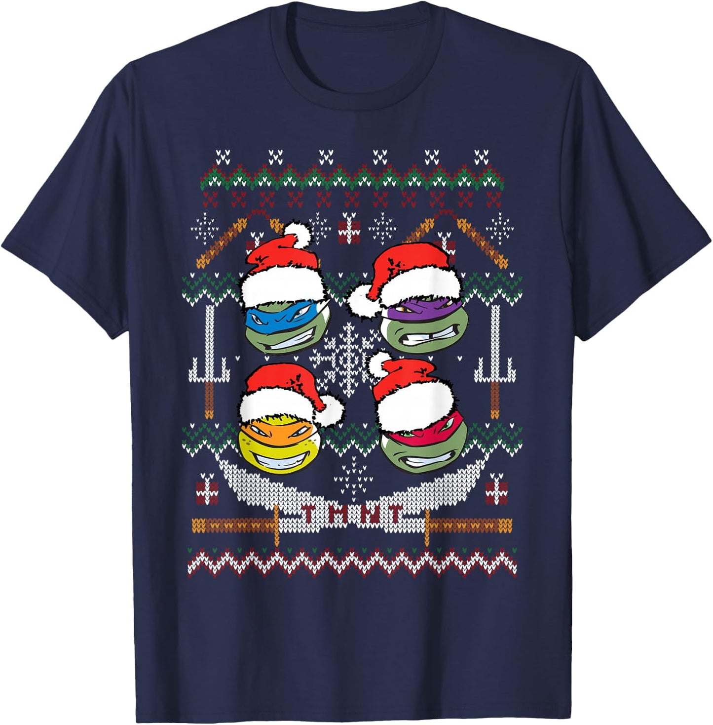 Teenage Mutant Ninja Turtles Christmas Sweater T-Shirt - T-Shirt | Navy