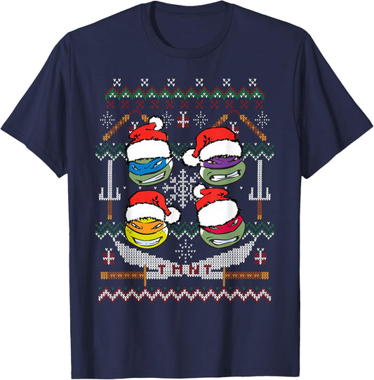 Teenage Mutant Ninja Turtles Christmas Sweater T-Shirt - T-Shirt | Navy