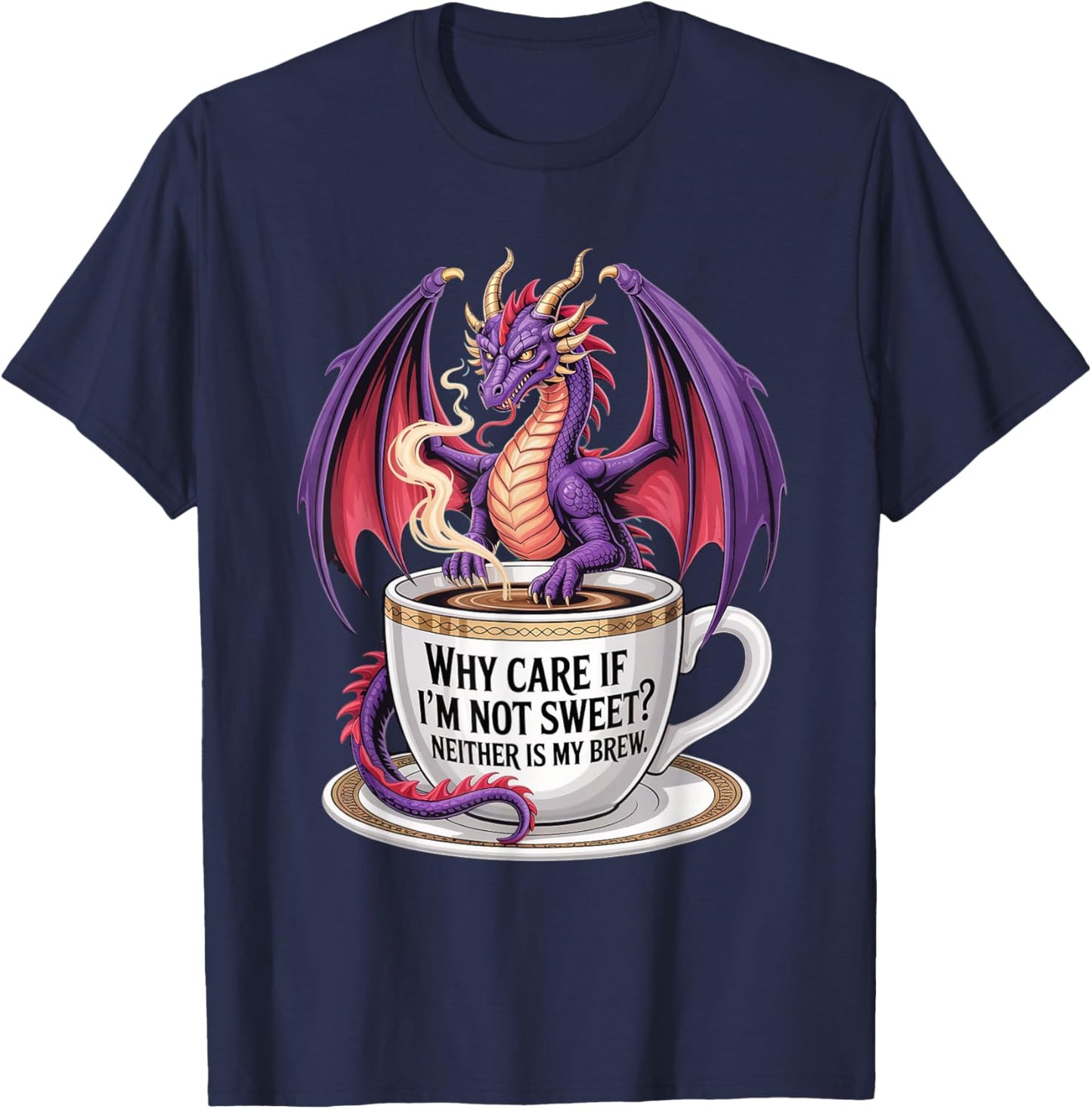 Sarcastic Dragon Coffee Fantasy Humor Brew Society T-Shirt - T-Shirt | Navy