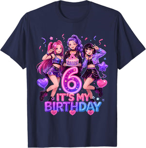 Kids It's My 6th K Pop Birthday Girl 6 Year Old K-Pop Bday T-Shirt - T-Shirt | Navy