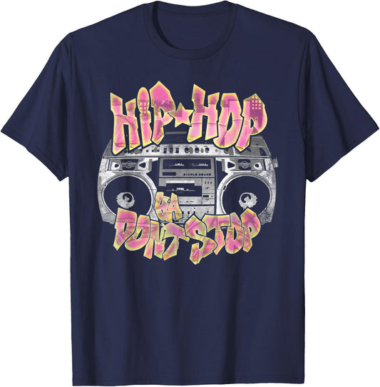 Hip Hop Ya Don't Stop - Old School 80s 90s Boombox T-Shirt - T-Shirt | Navy
