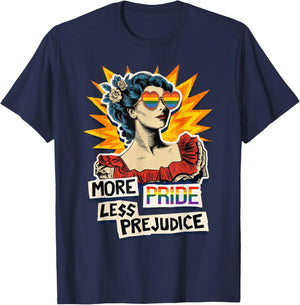DIY Paper Poster LGBTQ Pride Month More Pride Less Prejudice T-Shirt - T-Shirt | Navy