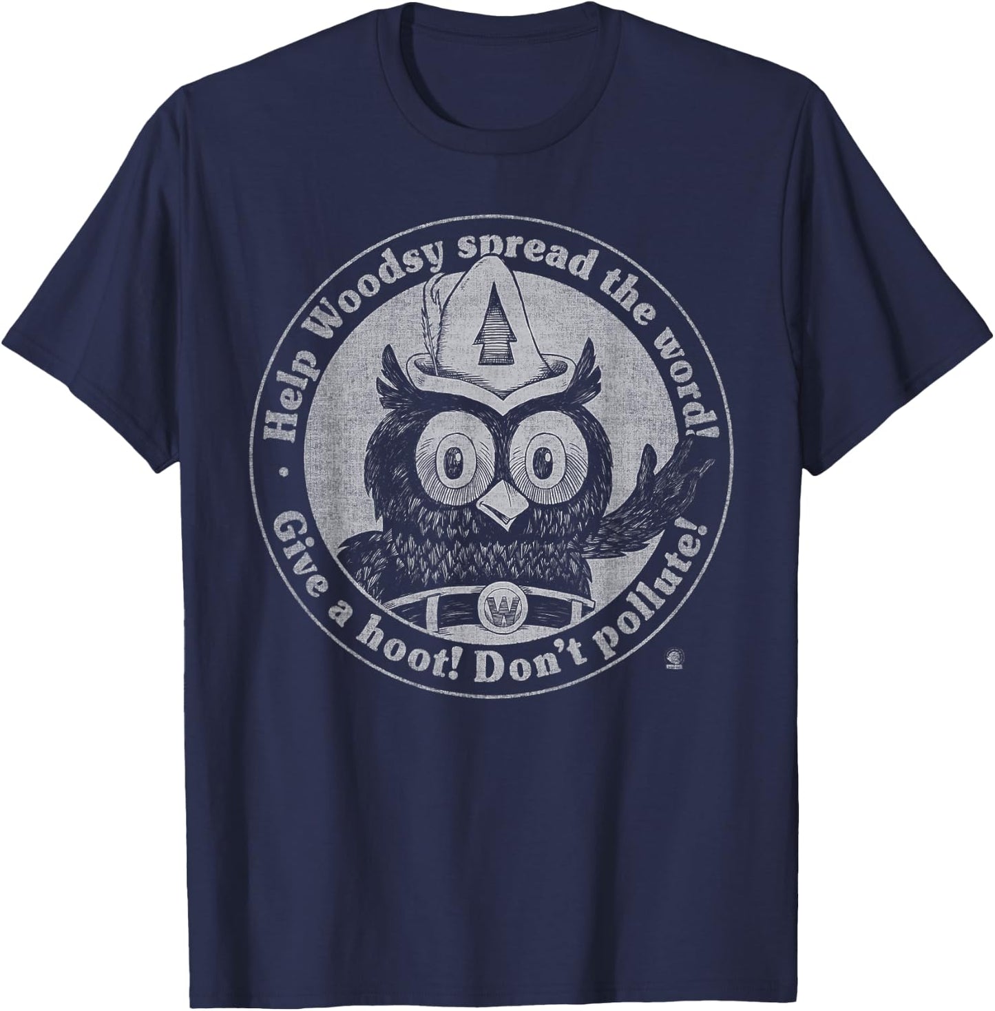 Woodsy Owl Give a Hoot Don't Pollute Faded Vintage T-Shirt - T-Shirt | Navy