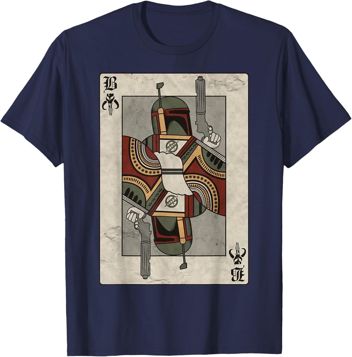 Star Wars Boba Fett Bounty Hunter Playing Card T-Shirt - T-Shirt | Navy