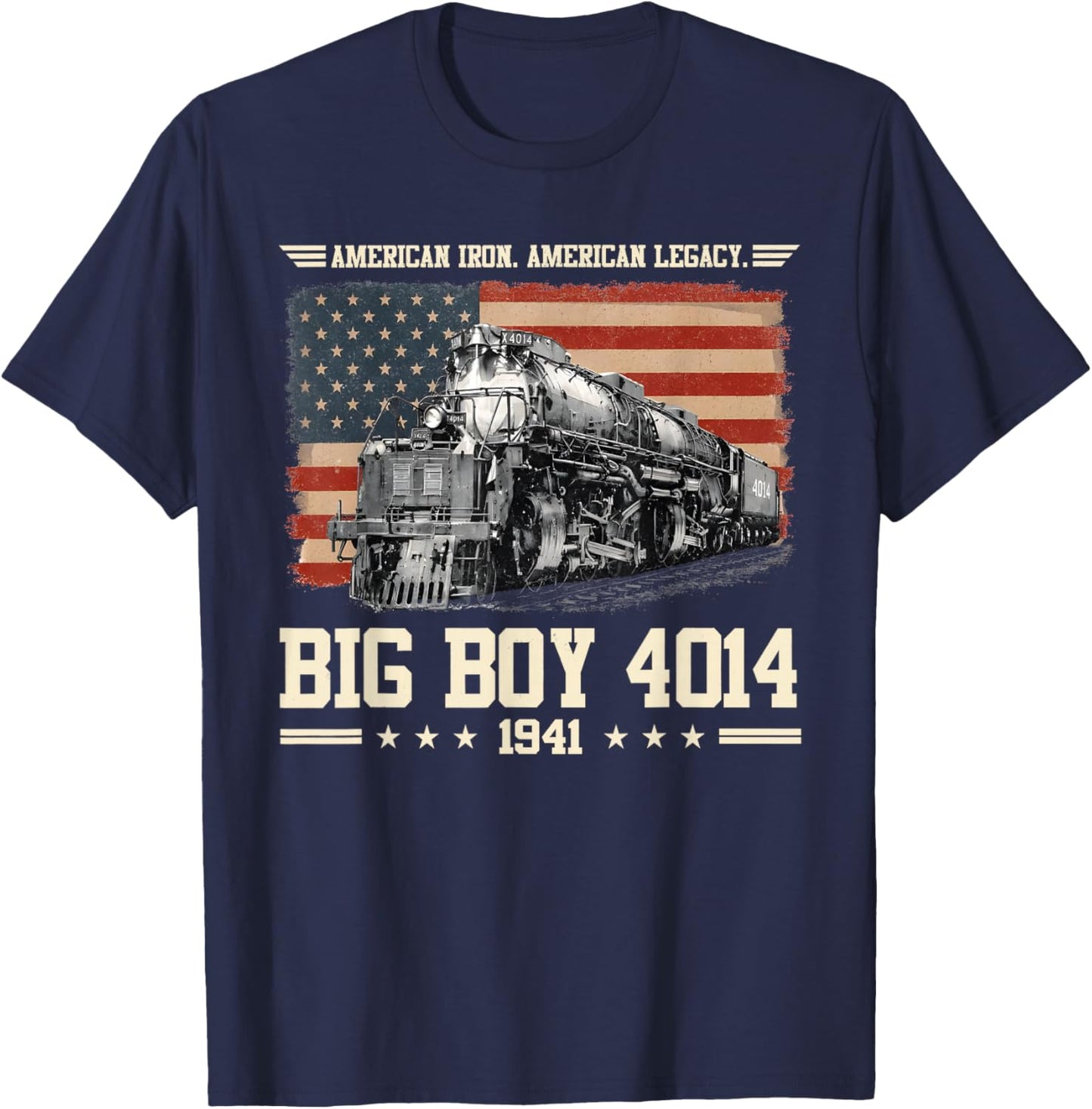 Big Boy 4014 Train USA 250th Anniversary Patriotic American T-Shirt - T-Shirt | Navy