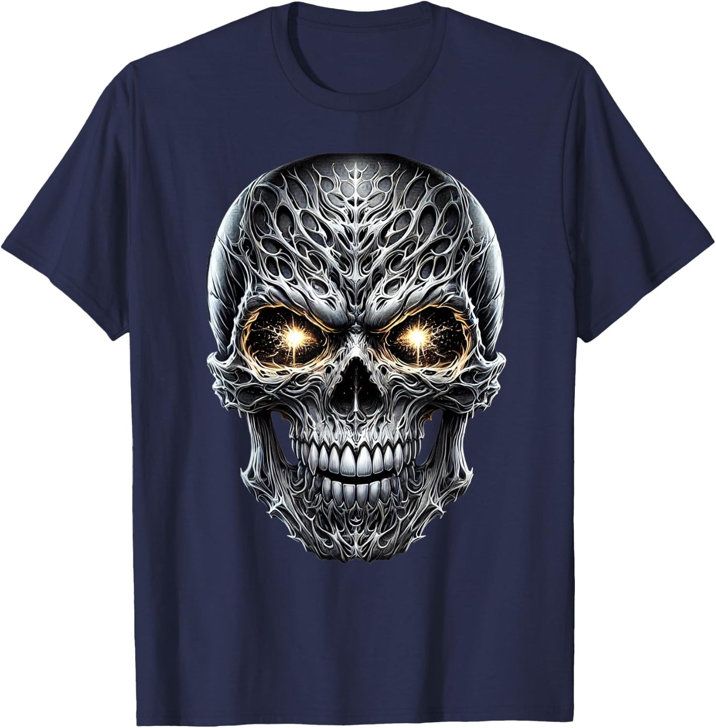 Scary Skeleton Face Evil Skeleton Halloween Costume T-Shirt - T-Shirt | Navy