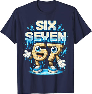 I was 6 Now I'm Six 7 Seven Years Brainrot Birthday T-Shirt - T-Shirt | Navy