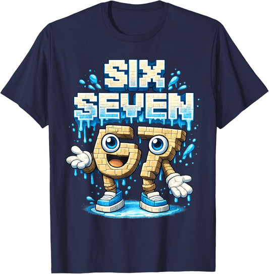 I was 6 Now I'm Six 7 Seven Years Brainrot Birthday T-Shirt - T-Shirt | Navy