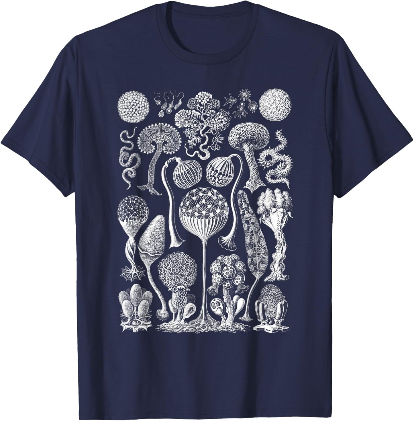 Vintage Haeckel Mycetozoa Slime Molds T-Shirt - T-Shirt | Navy
