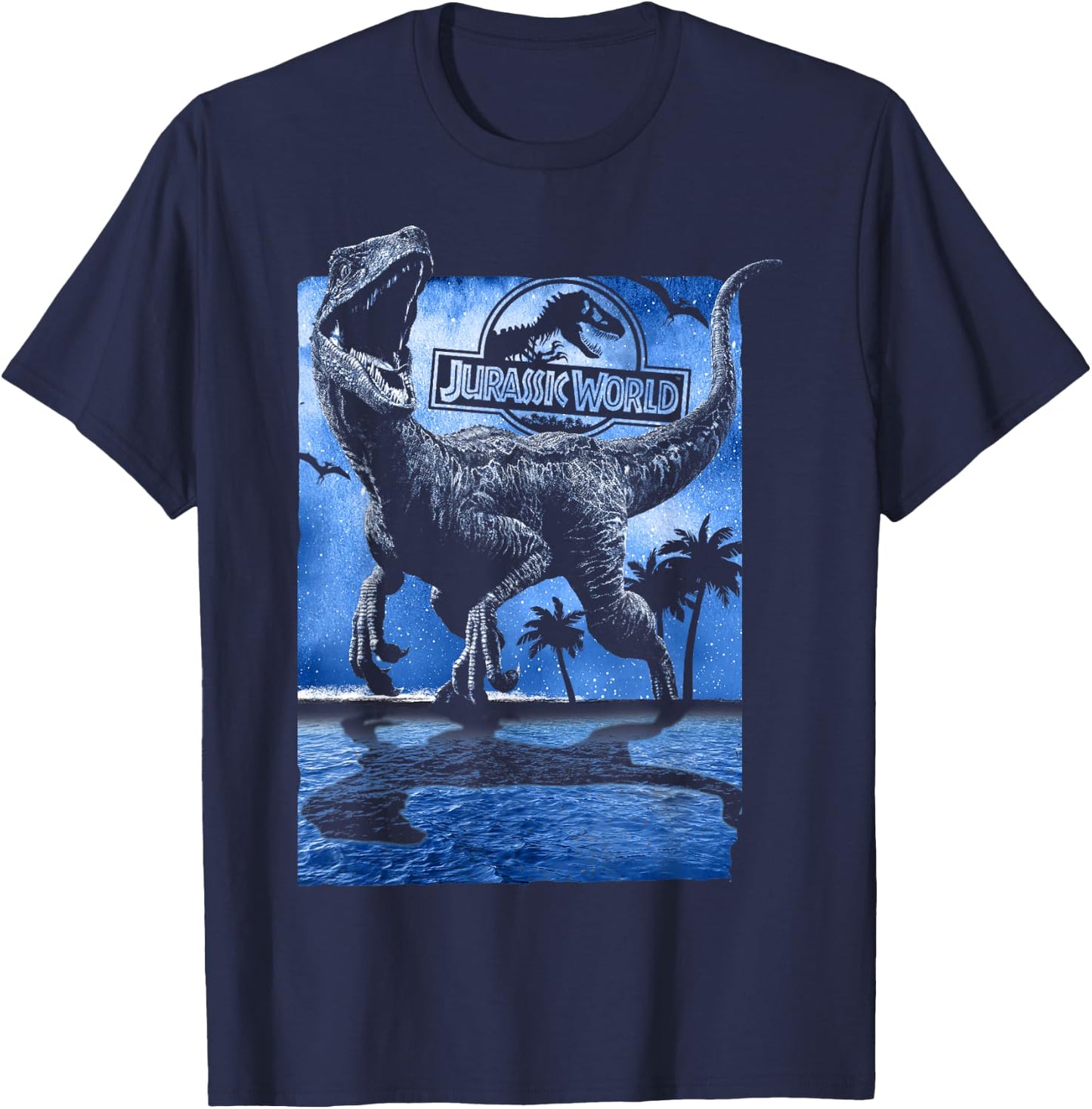Jurassic World Raptor Moon Light Logo Graphic T-Shirt - T-Shirt | Navy