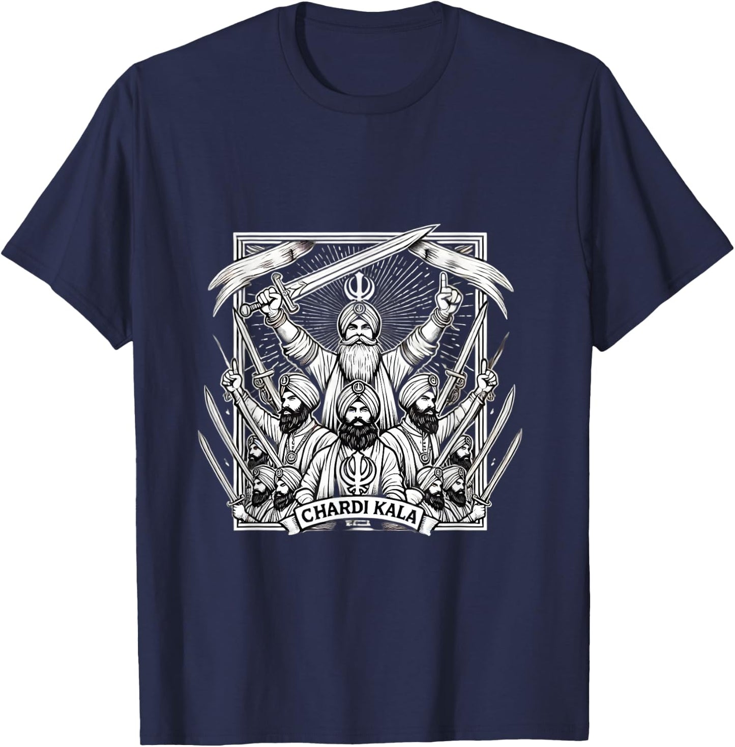 Sikh Punjabi Chardi Kala Warrior Spirit T-Shirt - T-Shirt | Navy