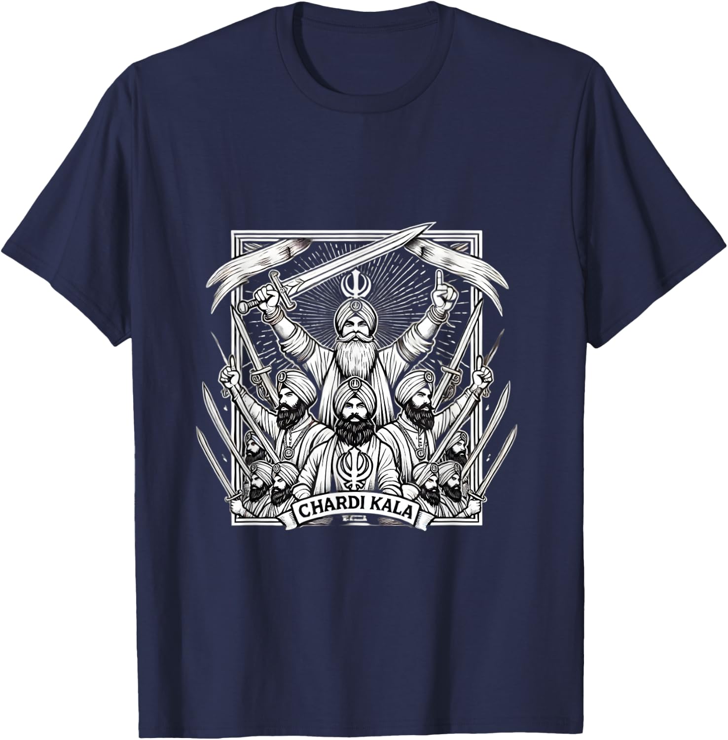 Sikh Punjabi Chardi Kala Warrior Spirit T-Shirt - T-Shirt | Navy