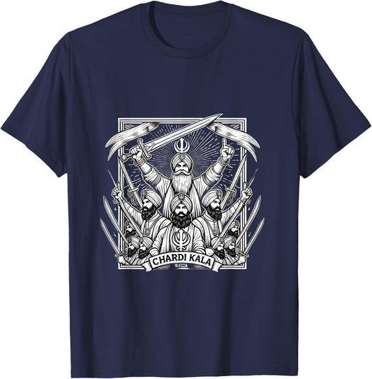 Sikh Punjabi Chardi Kala Warrior Spirit T-Shirt - T-Shirt | Navy