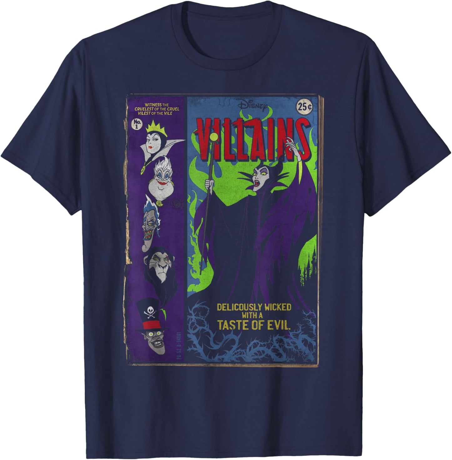Disney Villains Deliciously Wicked Comic Small T-Shirt - T-Shirt | Navy