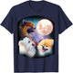 Pomeranian Dog T Shirt - Howling at Moon T-Shirt - T-Shirt | Navy