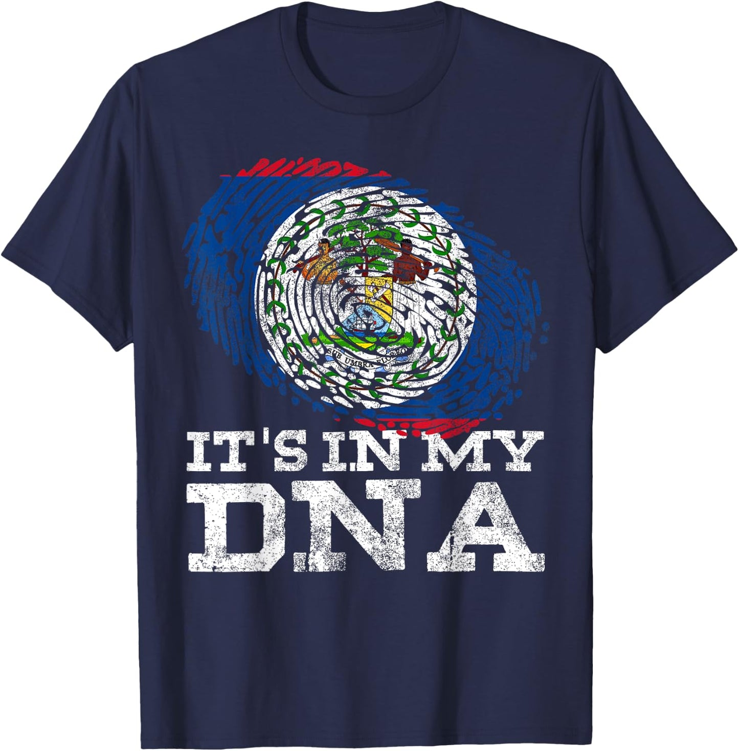It's In My DNA Belize Flag Shirt Maya Hispanic Gift Belizean T-Shirt - T-Shirt | Navy
