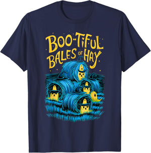Funny Farmer Costume Halloween Spooky Zombie Bales of Hay T-Shirt - T-Shirt | Navy