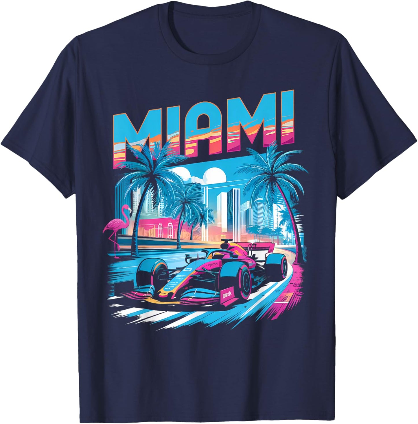 Miami Racing Gifts Men Women Race Car Racer Driver T-Shirt - T-Shirt | Navy