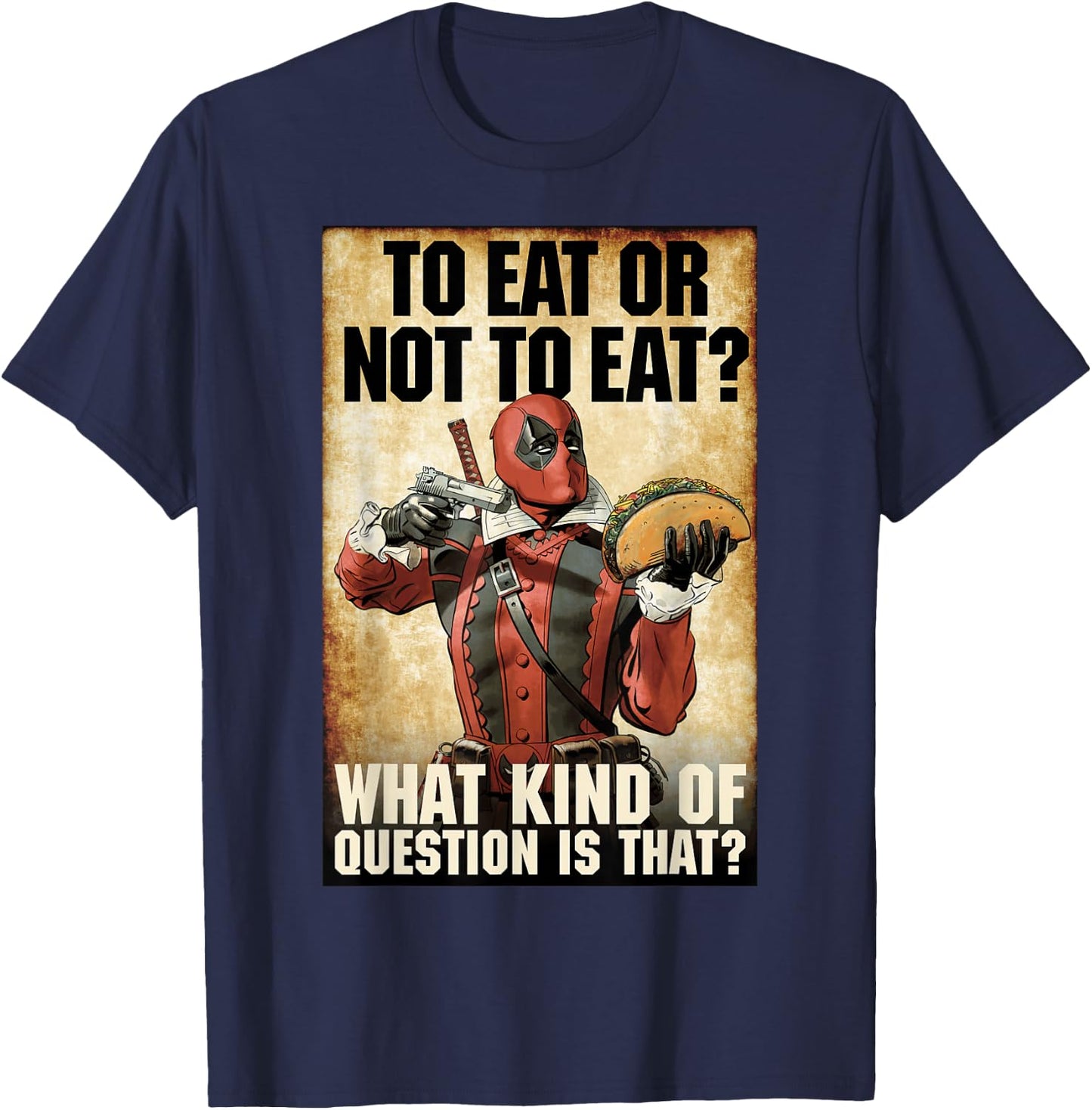 Marvel Deadpool to Eat Or Not to Eat Graphic T-Shirt - T-Shirt | Navy