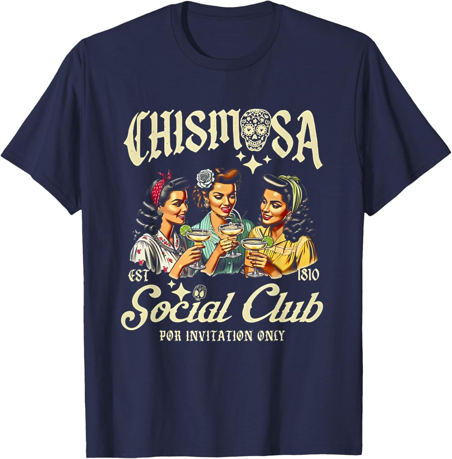 Chismosa Social Club Por Invitation Only T-Shirt - T-Shirt | Navy