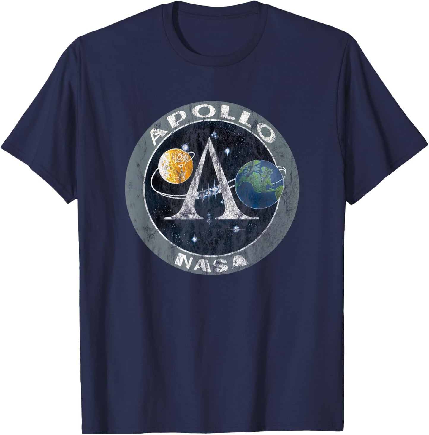 NASA Apollo Missions Distressed Logo Moon Missions T-Shirt - T-Shirt | Navy