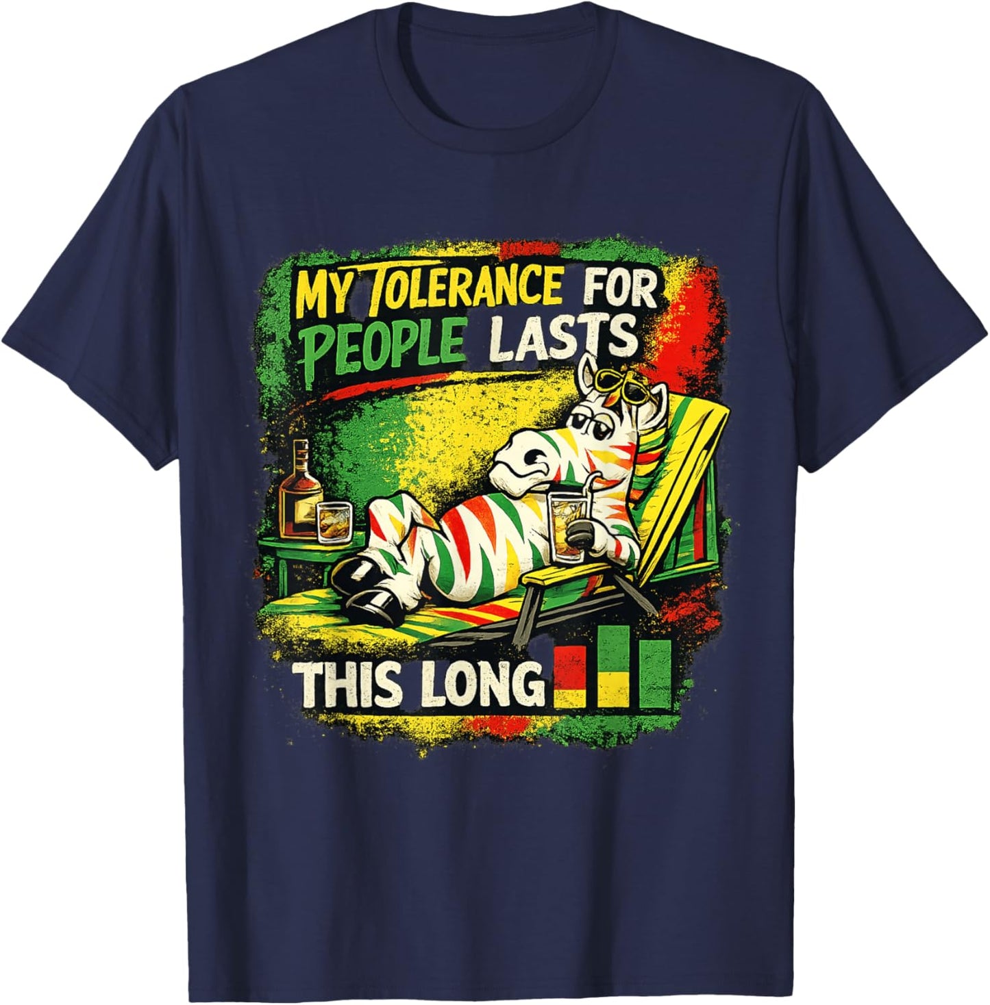 My Tolerance for People Lasts This Long Funny Zebra Humor T-Shirt - T-Shirt | Navy