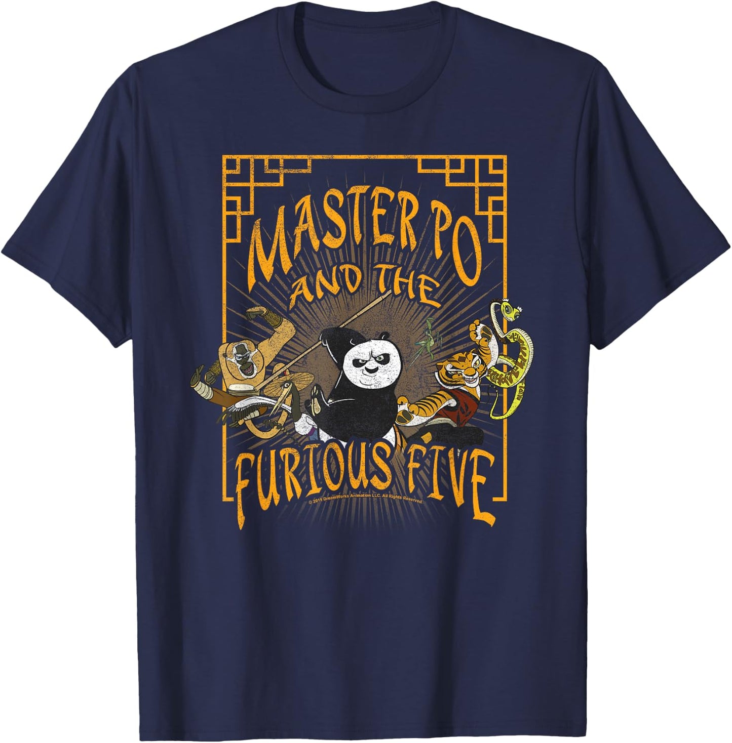 Kung Fu Panda Master Po And The Furious Five Poster T-Shirt - T-Shirt | Navy
