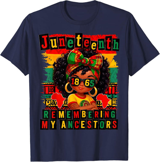 Retro Juneteenth Remembering My Ancestors Gift T-Shirt - T-Shirt | Navy