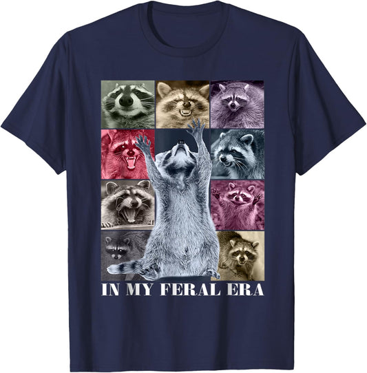 In My Feral Era Funny Raccoon Animal Meme Racoons Team Trash T-Shirt - T-Shirt | Navy