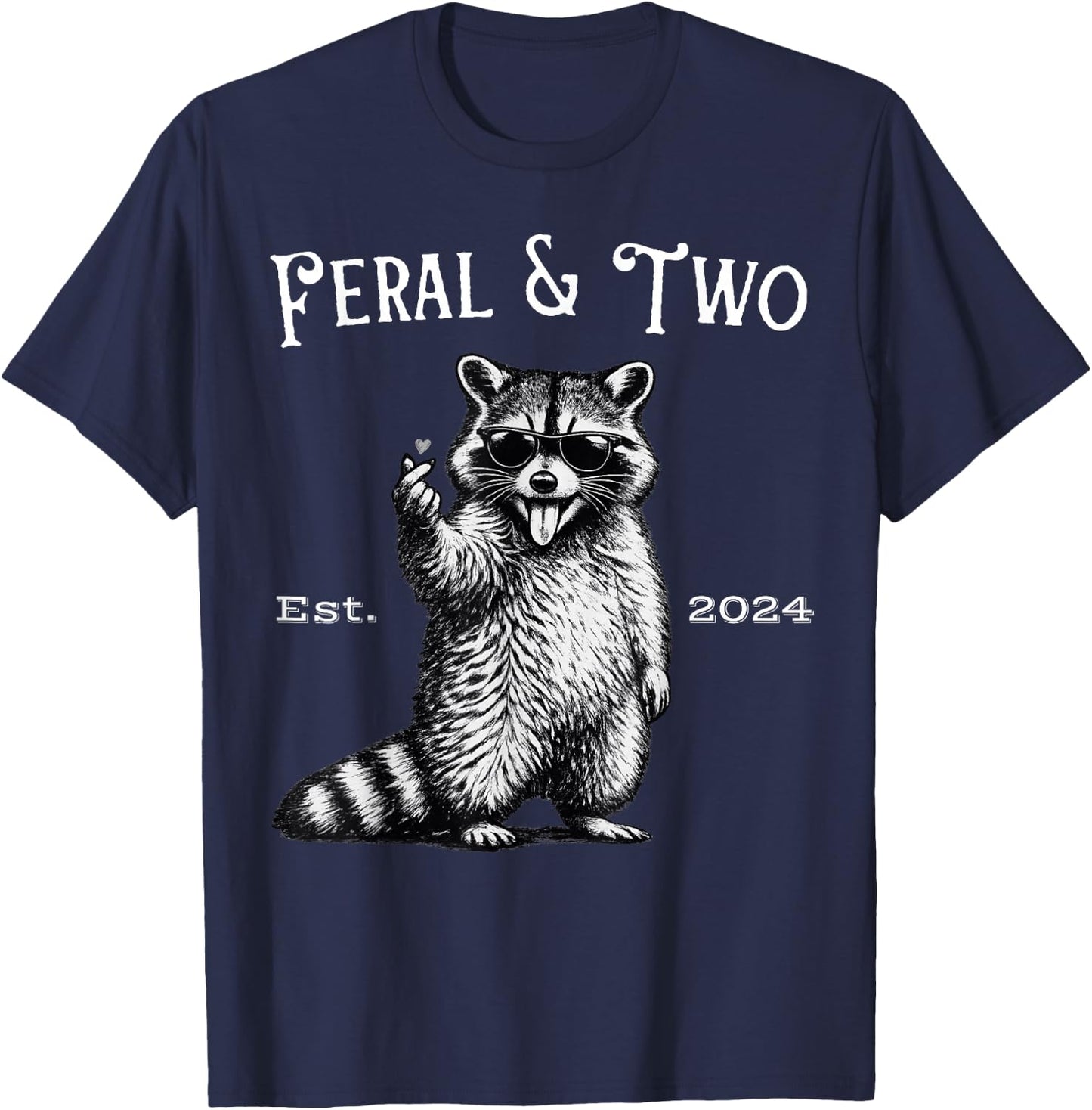 Feral and Two Funny Raccoon 2nd Birthday T-Shirt - T-Shirt | Navy