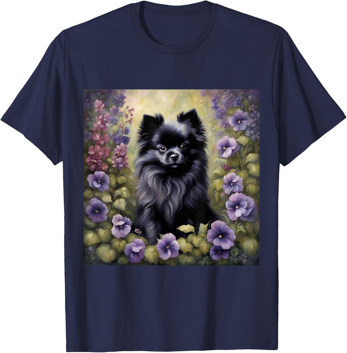 Black Pomeranian Adorable Pomeranian Garden Dog Lovers T-Shirt - T-Shirt | Navy