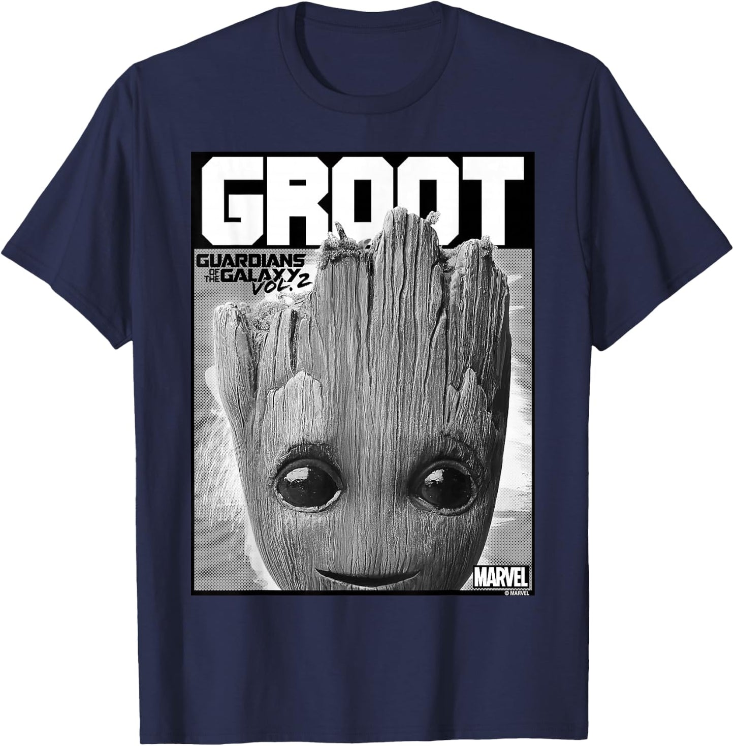 Marvel Guardians Vol. 2 Baby Groot Close-Up C1 T-Shirt - T-Shirt | Navy