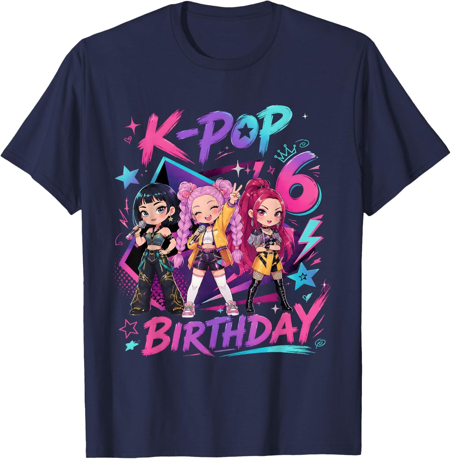 Kids It's My 6th K Pop Birthday Girl 6 Year Old K-Pop Bday T-Shirt - T-Shirt | Navy