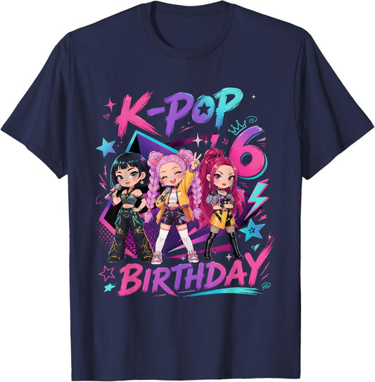 Kids It's My 6th K Pop Birthday Girl 6 Year Old K-Pop Bday T-Shirt - T-Shirt | Navy