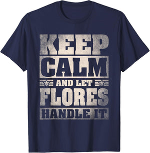 Flores Name Shirt Personalized Flores Last Name T-Shirt - T-Shirt | Navy