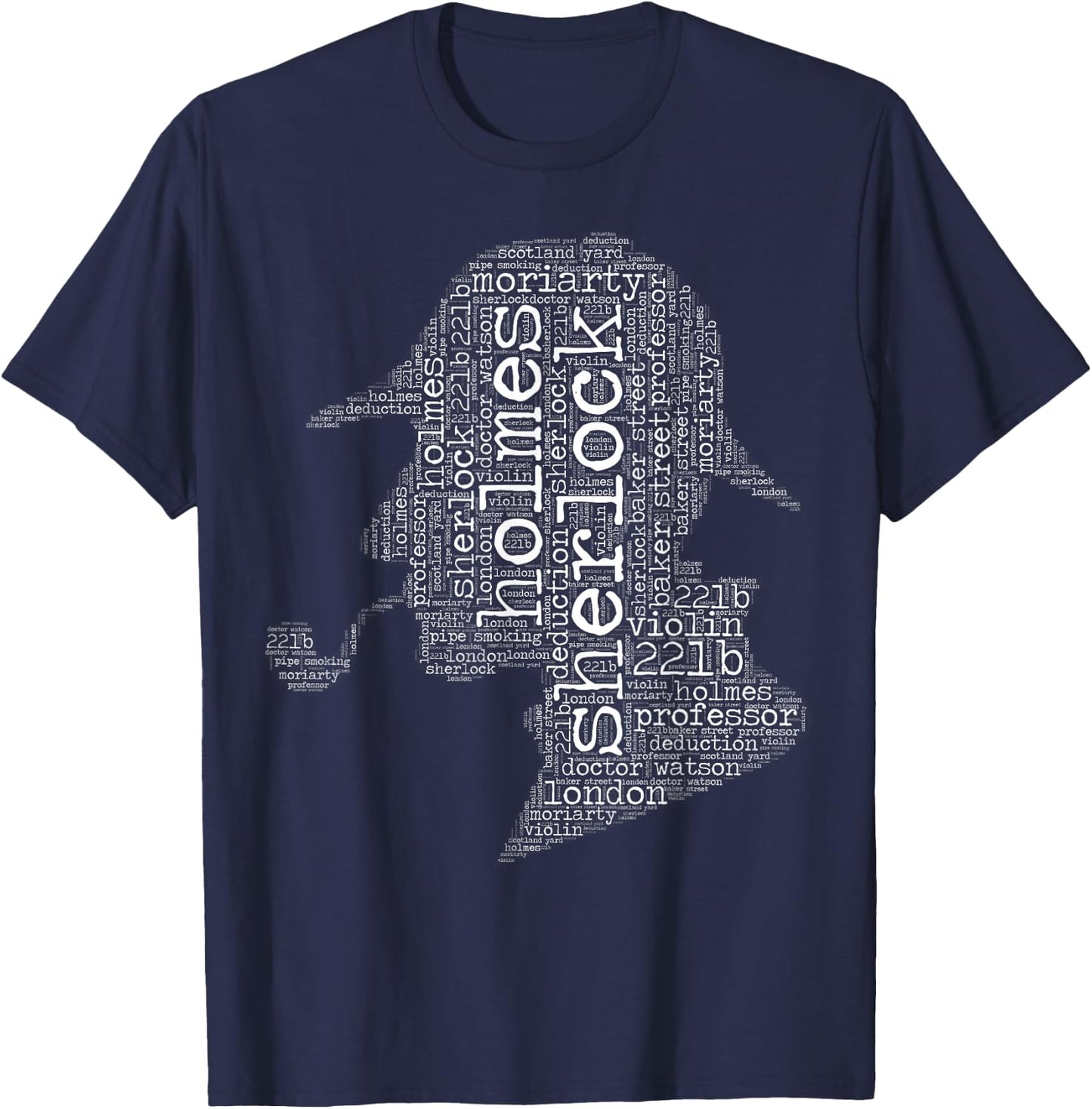 Sherlock Holmes word cloud shirt T-Shirt - T-Shirt | Navy