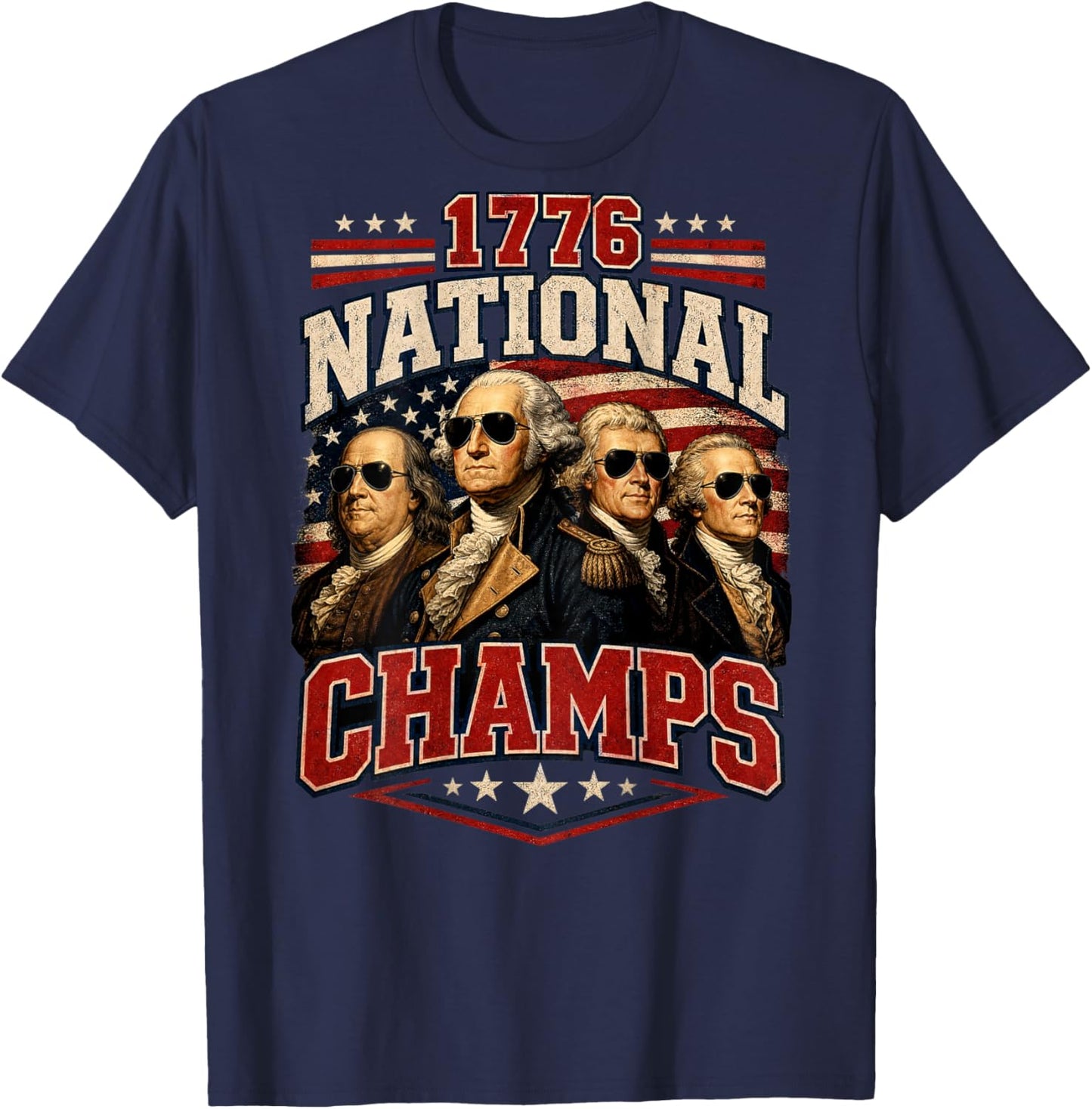 (ON Back) 1776 National Champs Funny Patriotic America T-Shirt - T-Shirt | Navy