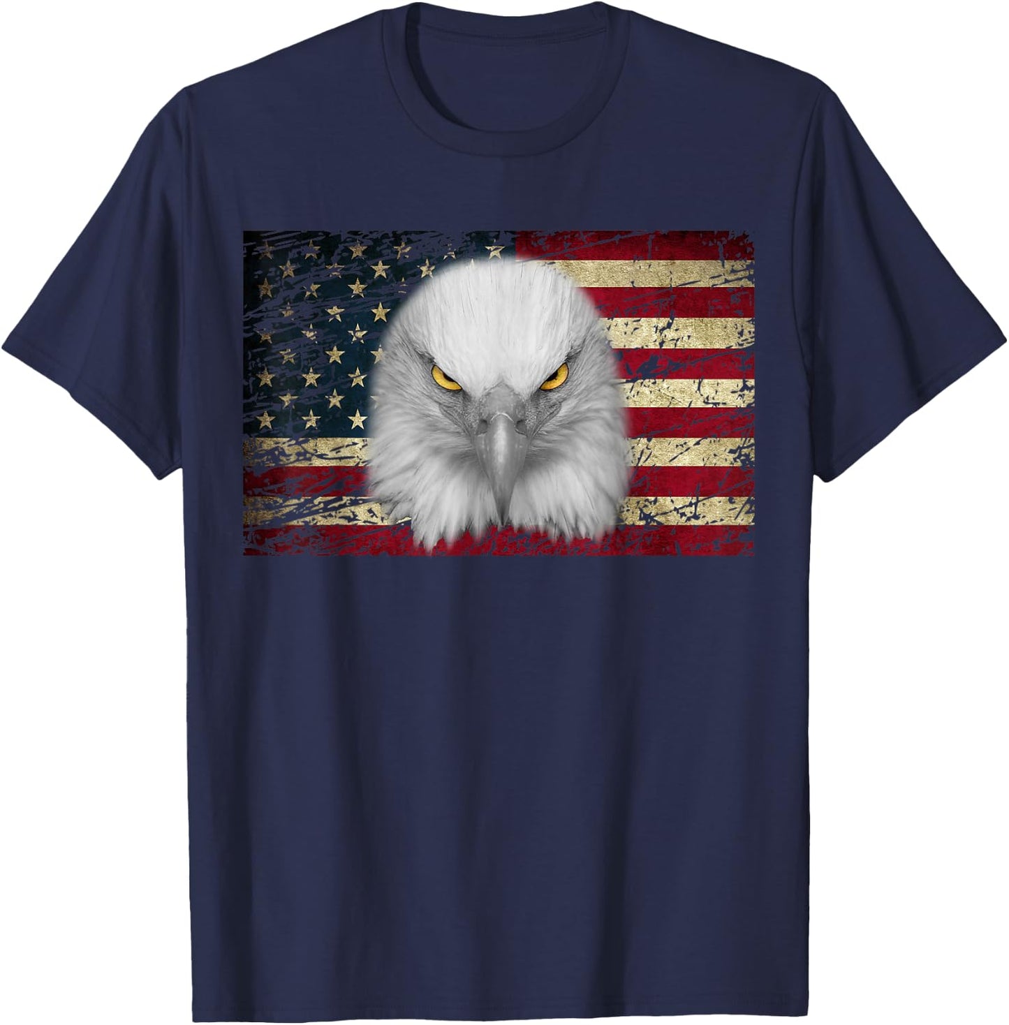 American Bald Eagle Eyes Shirt USA Flag Patriotic Shirt T-Shirt - T-Shirt | Navy
