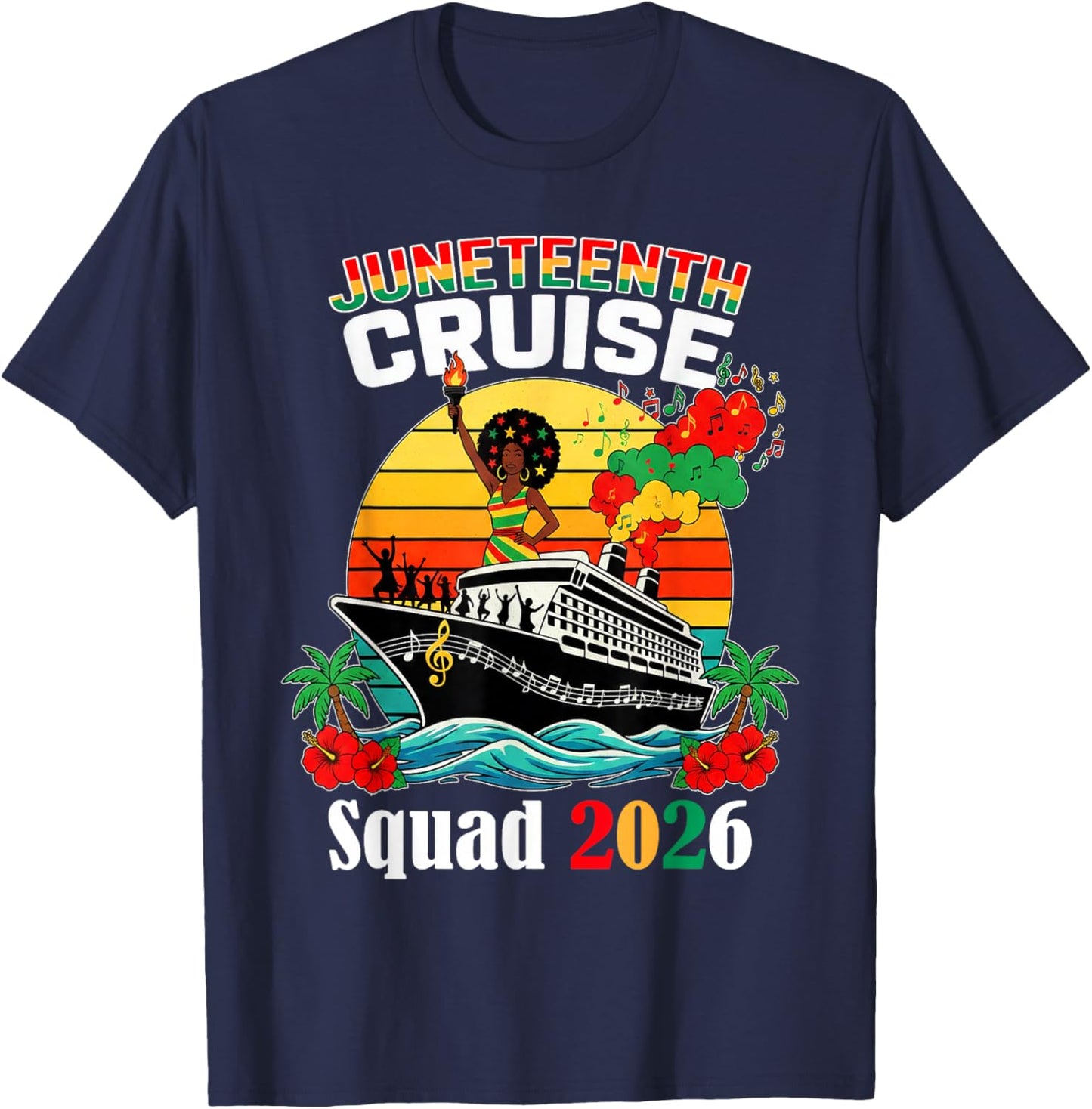 Juneteenth Cruise Squad 2026 African American Family Trip T-Shirt - T-Shirt | Navy