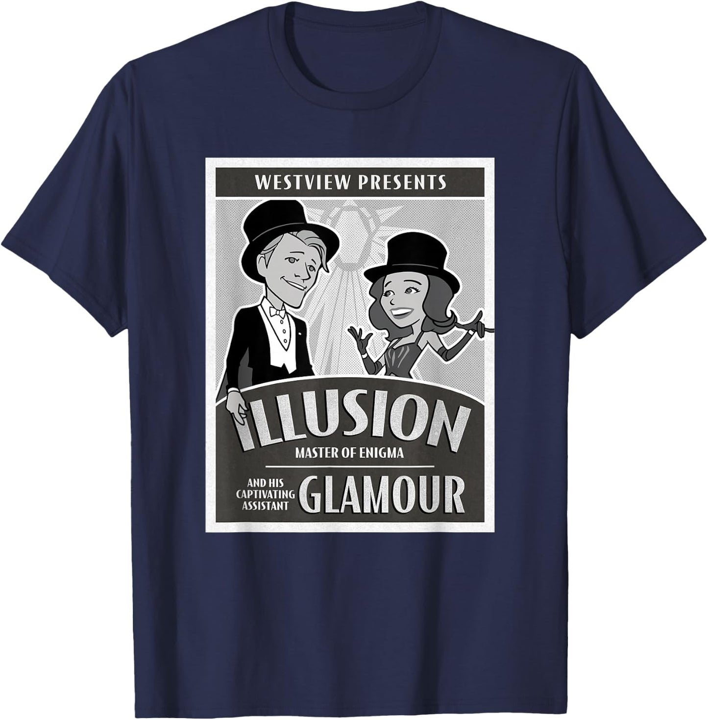 Marvel WandaVision Westview Presents Retro Magician Poster T-Shirt - T-Shirt | Navy