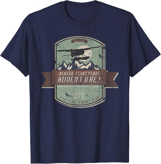 Alaska Floatplane Adventures Beaver Airplane Pilot T-Shirt - T-Shirt | Navy