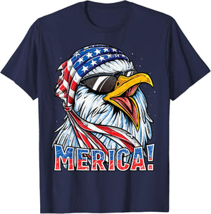 Eagle Merica T Shirt 4th of July Merica Men Boys American T-Shirt - T-Shirt | Navy