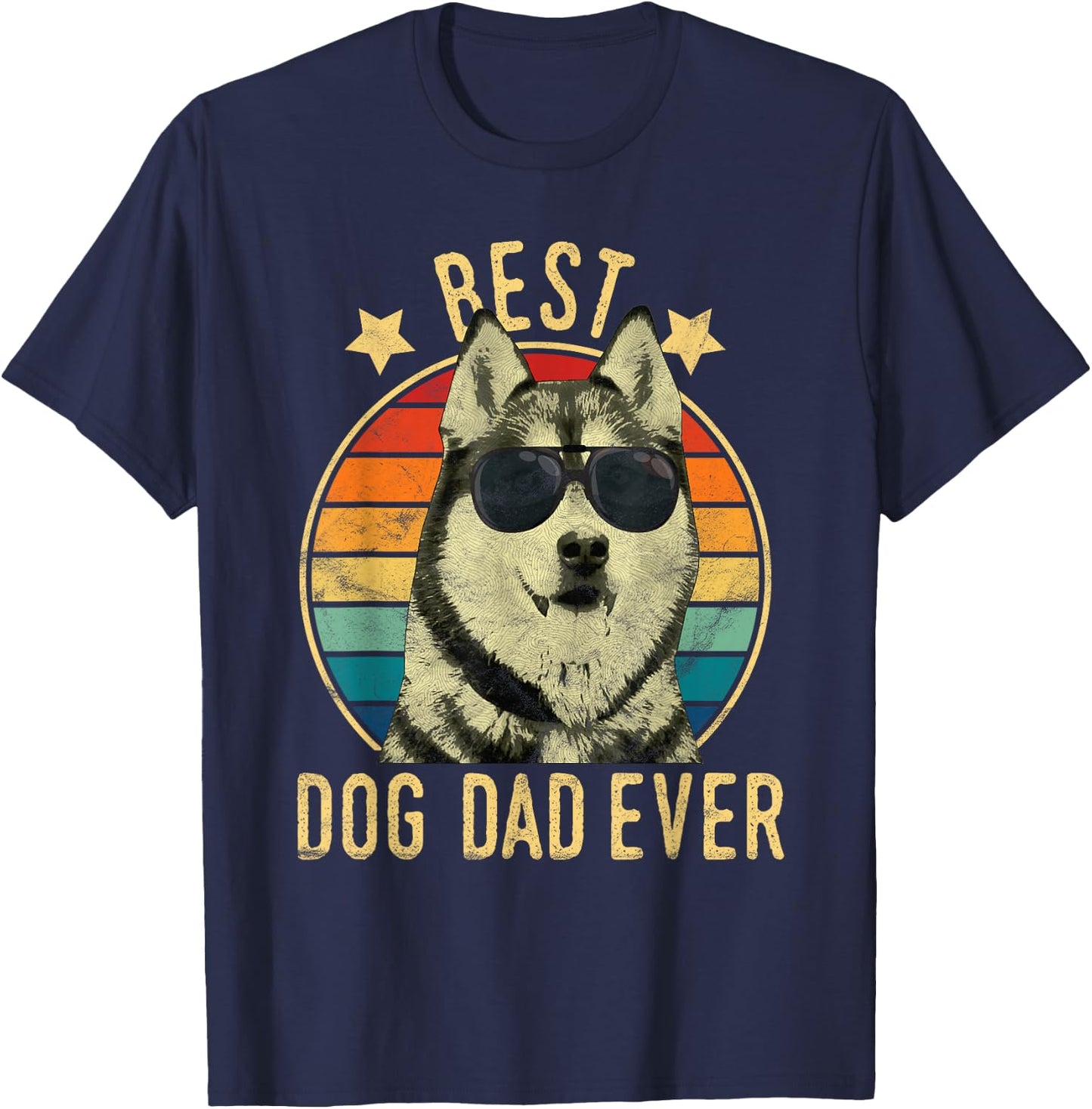 Best Dog Dad Ever Siberian Husky Father's Day Gift Men T-Shirt - T-Shirt | Navy