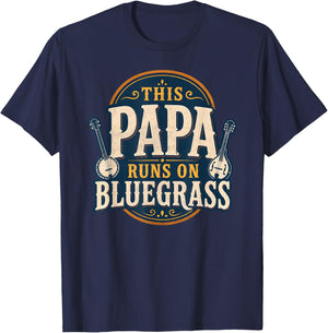 This Papa Runs On Bluegrass Vintage Music Design T-Shirt - T-Shirt | Navy